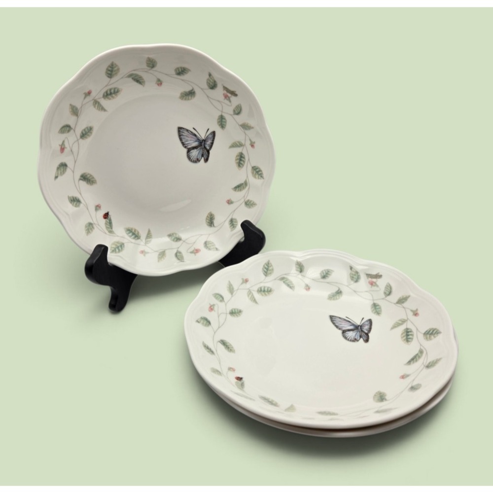 Set Of 3 Lenox Butterfly Meadow By Louise Le Luyer 8.5" Pasta Bowls